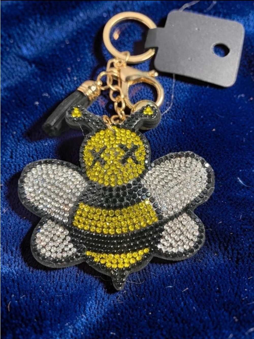 Puffy Bee Keychain Charm - Yellow and Black #926
